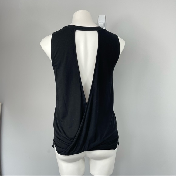 Aritzia Babaton gervasio t-shirt black open cut out drape cross back muscle top - Picture 13 of 16
